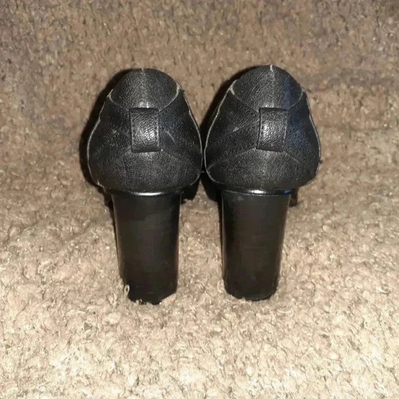 ARMANI JEANS-Black Textured Leather Pumps-Block Heel-Sz 35-Excellent - Picture 5 of 7